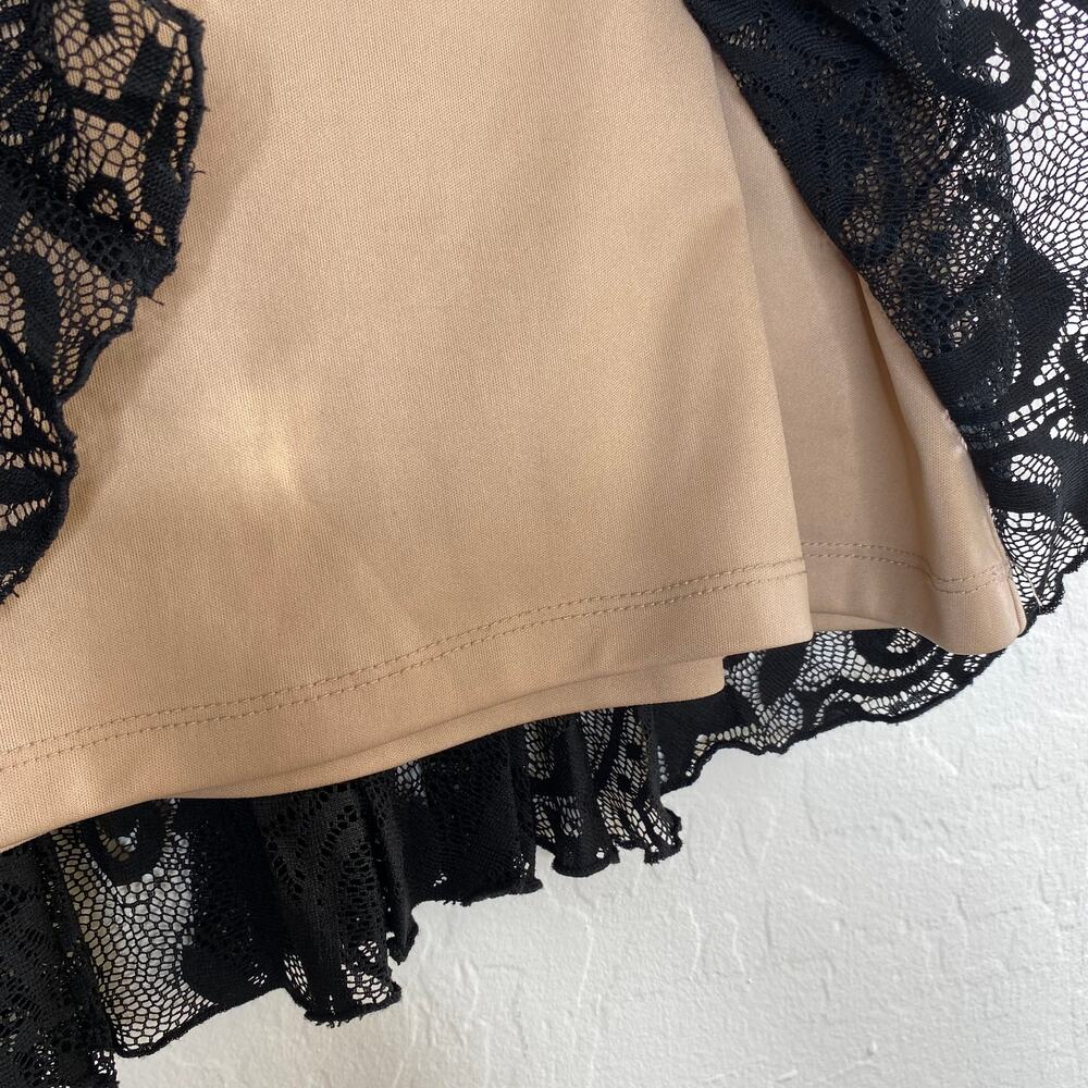 Oasis Black Lace Nude Overlay Pleated Midi Skirt Medium - Picture 4 of 7